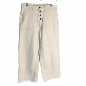 Carly Jean Los Angeles Cream Button-Fly Cropped Wide Leg  Pants Sz 3/27